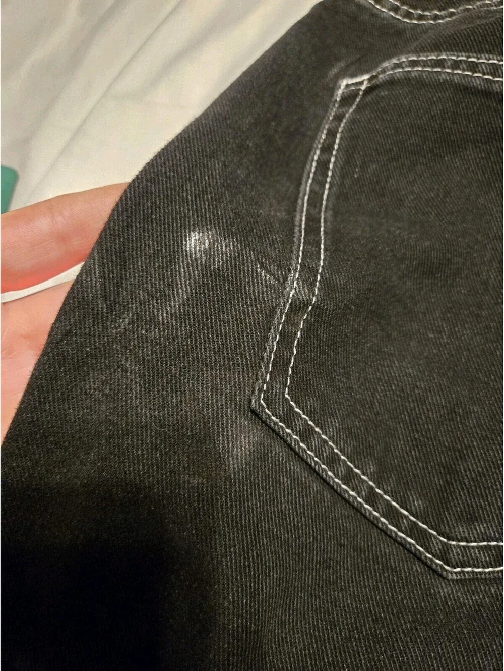 Cider Baggy Cargo Jeans Black White Stitching Wide Leg Skate Grunge Y2K 1X 18